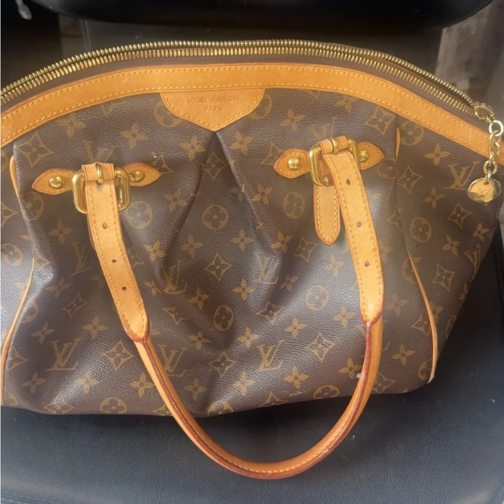 Louis Vuitton Monogram Canvas Shoulder Bag in Brown and Tan